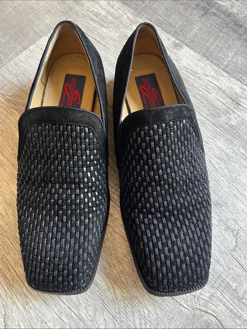 Giorgio Brutini Black Woven Suede Slip-On Loafers